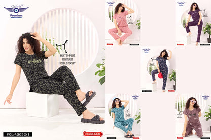 Print Vol 4505 N Grab It Sinker Pyjama Night Suits Supplier