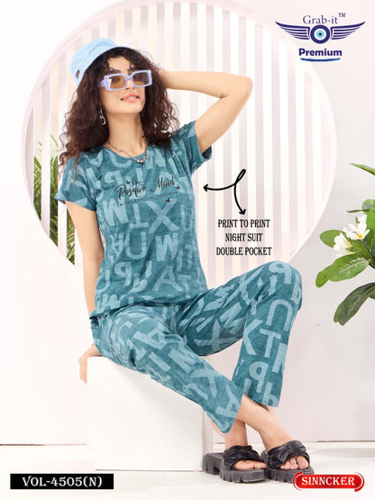 Print Vol 4505 N Grab It Sinker Pyjama Night Suits Supplier