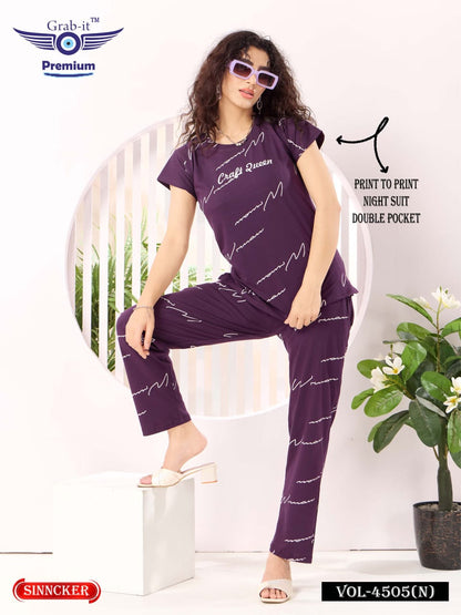 Print Vol 4505 N Grab It Sinker Pyjama Night Suits Supplier