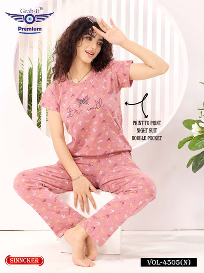 Print Vol 4505 N Grab It Sinker Pyjama Night Suits Supplier