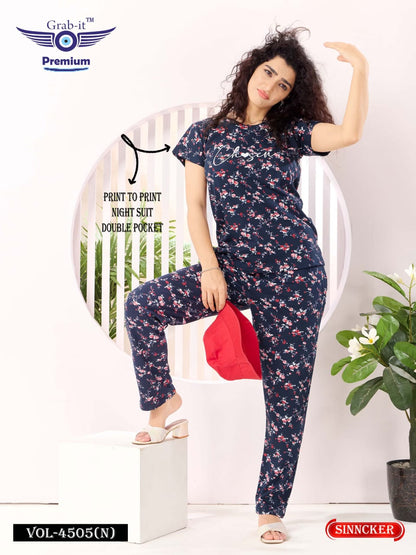 Print Vol 4505 N Grab It Sinker Pyjama Night Suits Supplier