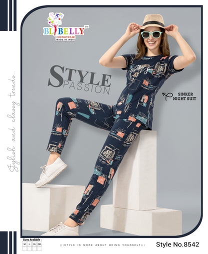 Print Vol 624 Belly Sinker Pyjama Night Suits Wholesaler India