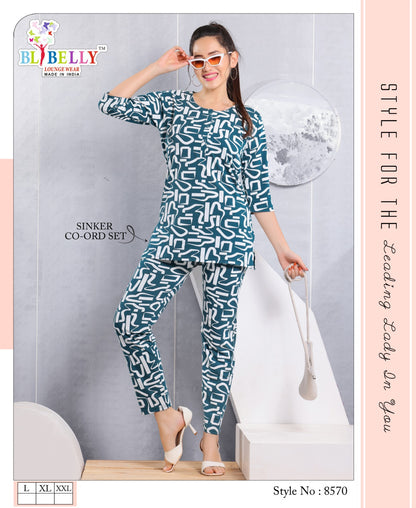 Print Vol 628 Belly Sinker Co Ord Set Wholesale Price