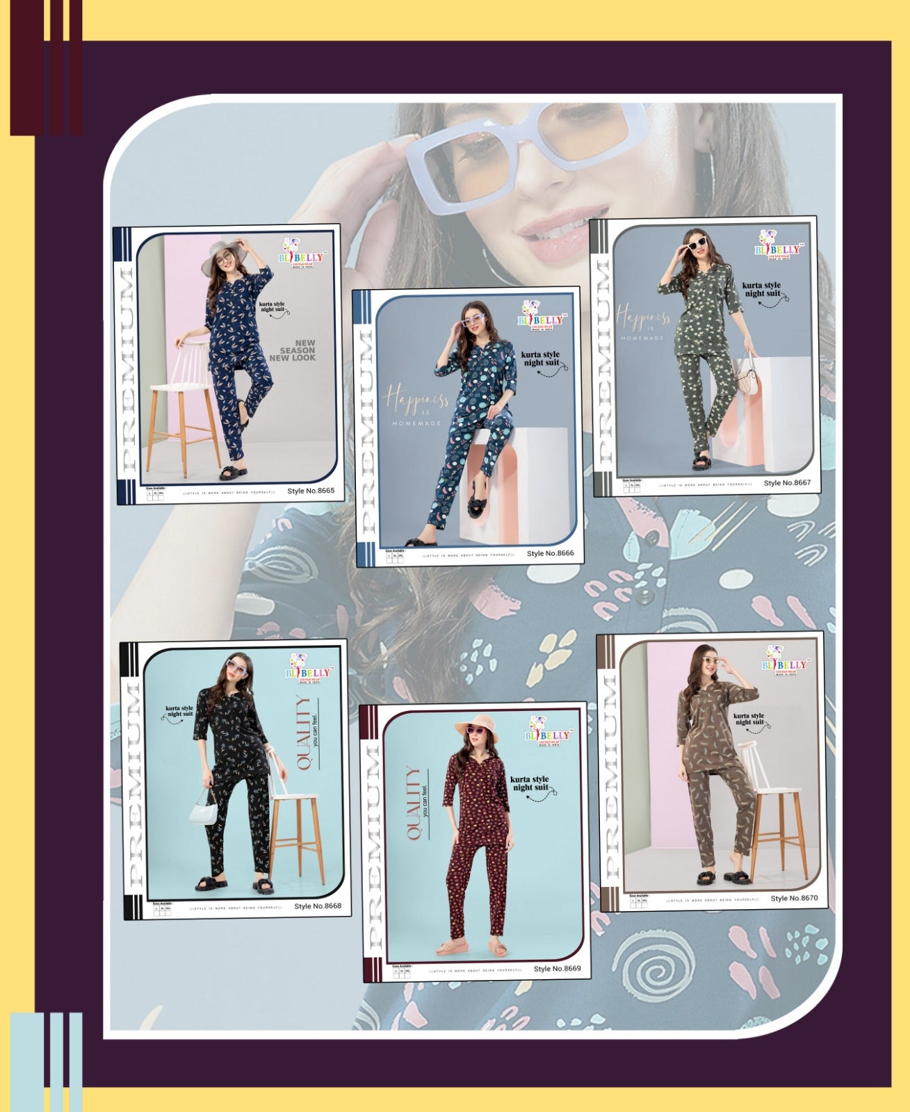 Print Vol 633 Belly Sinker Kurta Night Suits Wholesaler Ahmedabad