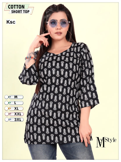 Printed 0108 Ksc Cotton Short Kurtis Supplier