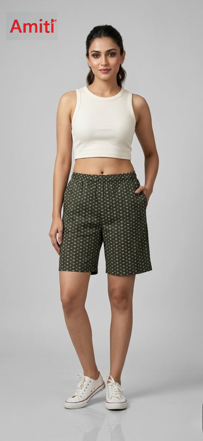 Printed 0404 Amiti Cotton Women Shorts Wholesaler Ahmedabad