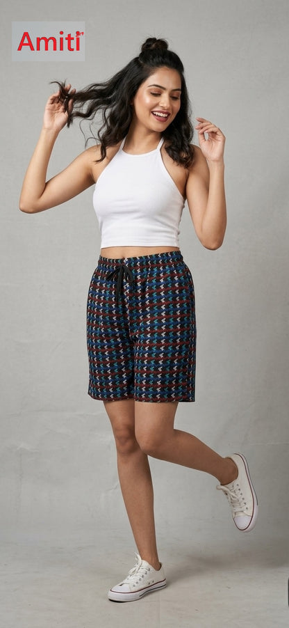 Printed 0404 Amiti Cotton Women Shorts Wholesaler Ahmedabad