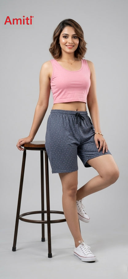 Printed 0404 Amiti Cotton Women Shorts Wholesaler Ahmedabad