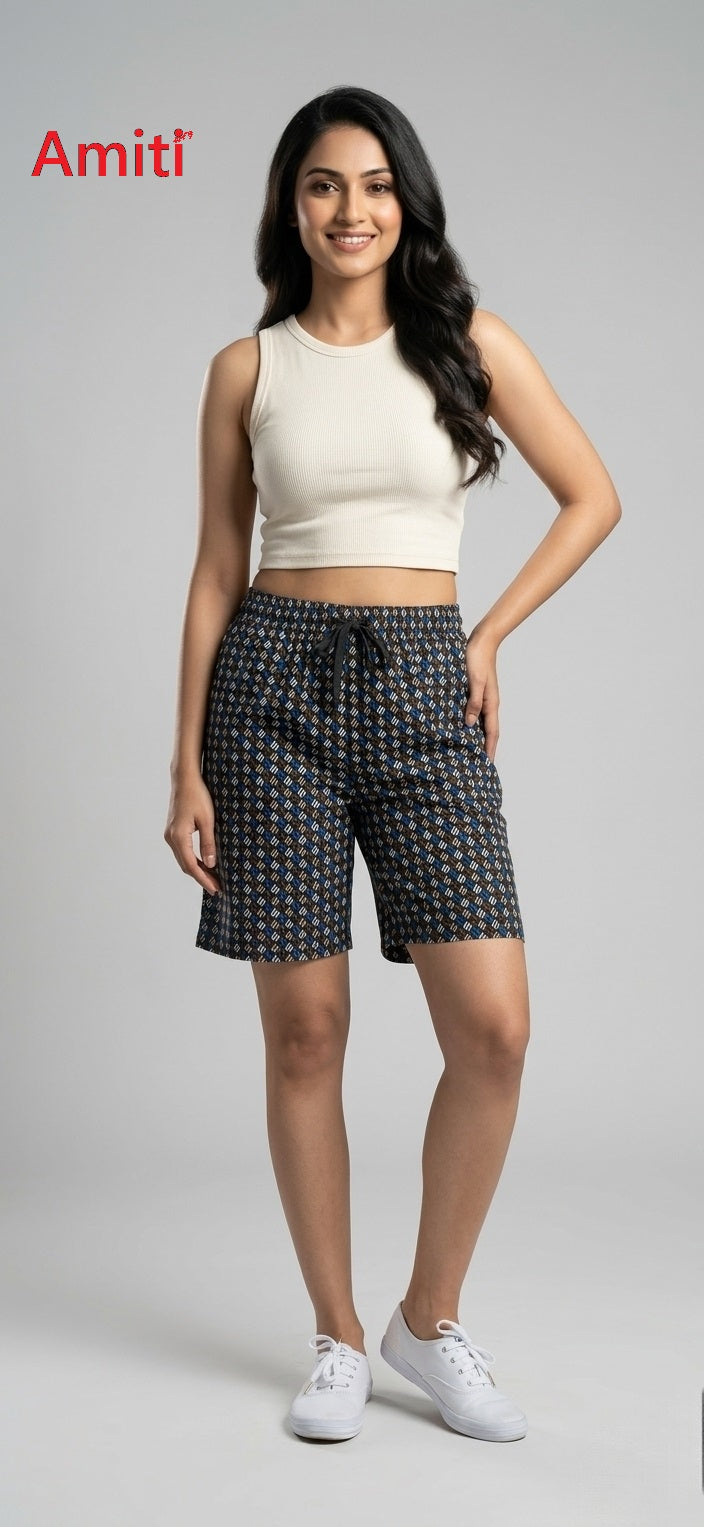 Printed 0404 Amiti Cotton Women Shorts Wholesaler Ahmedabad
