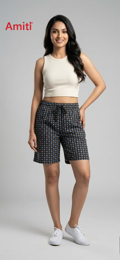 Printed 0404 Amiti Cotton Women Shorts Wholesaler Ahmedabad