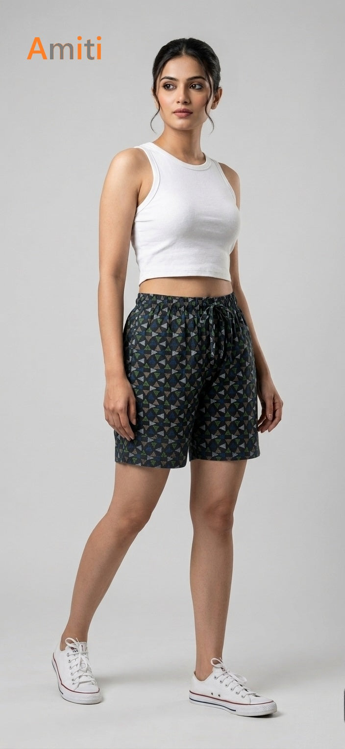Printed 0404 Amiti Cotton Women Shorts Wholesaler Ahmedabad