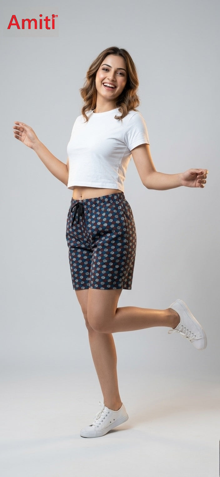 Printed 0404 Amiti Cotton Women Shorts Wholesaler Ahmedabad