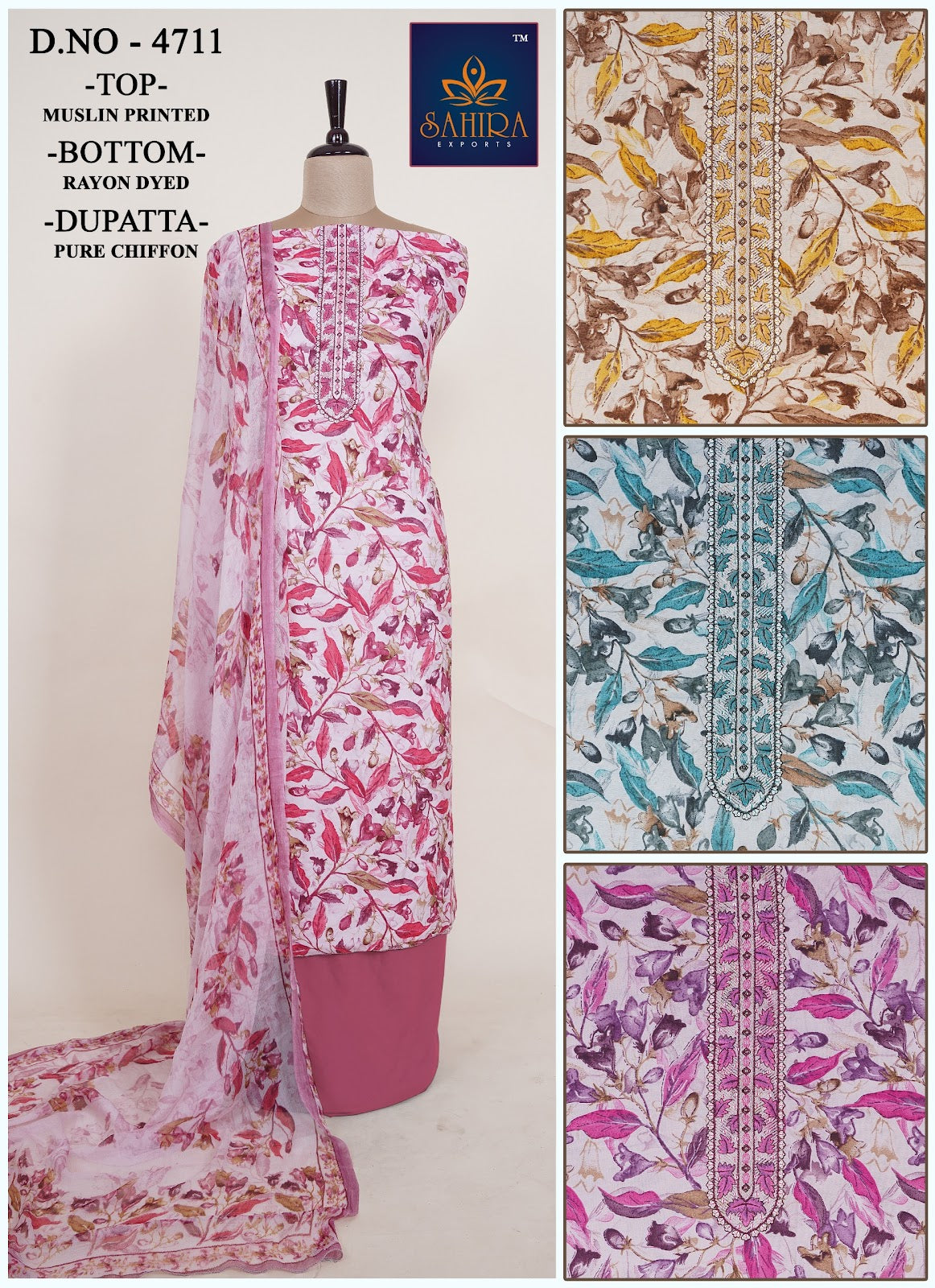 Printed 04 Sahira Jaam Silk Salwar Suits Supplier Ahmedabad