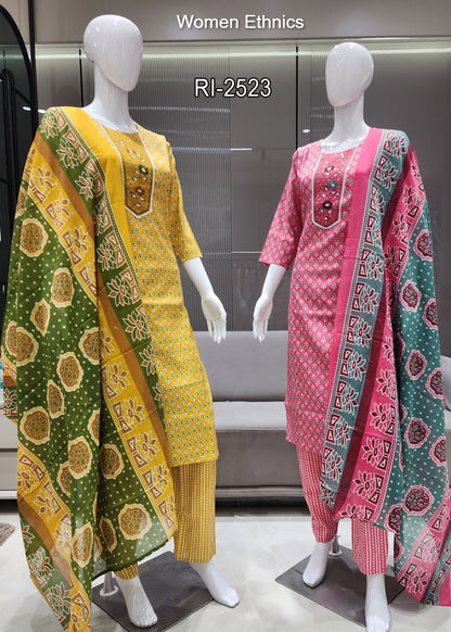 Printed 050425 Women Ethnics Readymade Pant Style Suits Supplier India