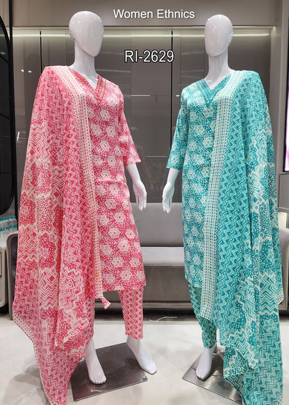 Printed 050425 Women Ethnics Readymade Pant Style Suits Supplier India
