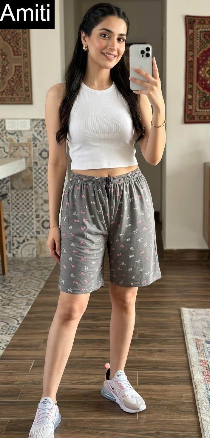Printed 1306 Amiti Cotton Women Shorts Manufacturer India
