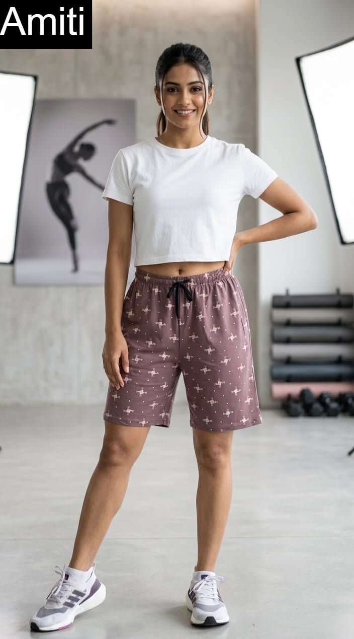 Printed 1306 Amiti Cotton Women Shorts Manufacturer India