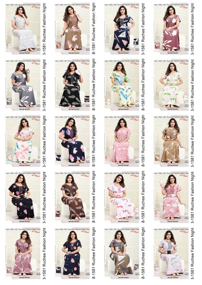 Printed 1568-1581 Ruchee Fashion Rayon Night Gowns Wholesaler