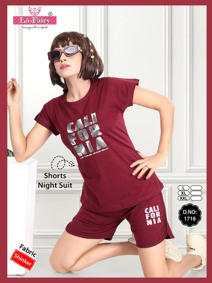 Printed 1718 La Fairy Shinker Shorts Night Suits Manufacturer India