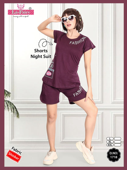 Printed 1718 La Fairy Shinker Shorts Night Suits Manufacturer India