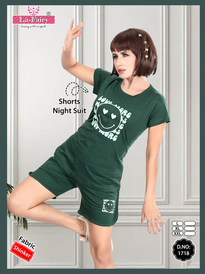 Printed 1718 La Fairy Shinker Shorts Night Suits Manufacturer India