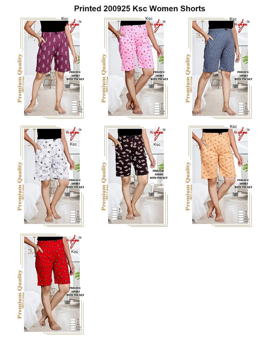 Printed 200925 Ksc Cotton Women Shorts Wholesale Price