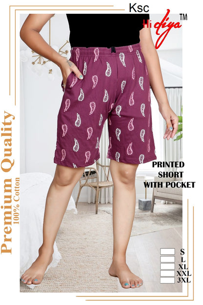 Printed 200925 Ksc Cotton Women Shorts Wholesale Price
