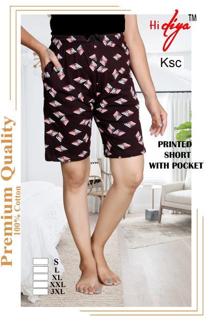 Printed 200925 Ksc Cotton Women Shorts Wholesale Price