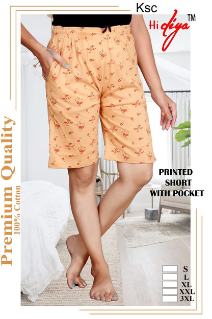 Printed 200925 Ksc Cotton Women Shorts Wholesale Price