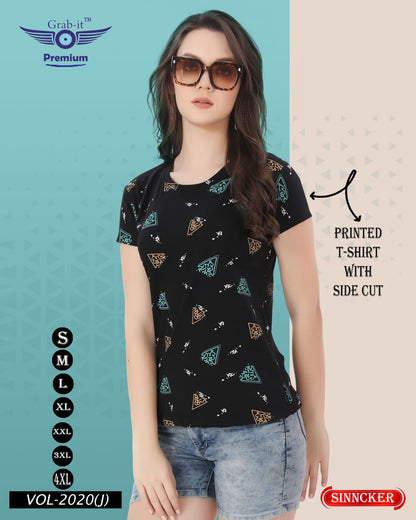 Printed 2020 J Grab It Sinker Women Tshirt Exporter Gujarat