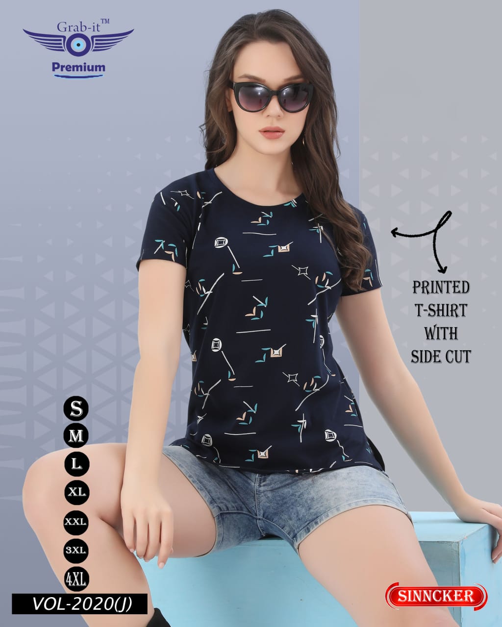 Printed 2020 J Grab It Sinker Women Tshirt Exporter Gujarat