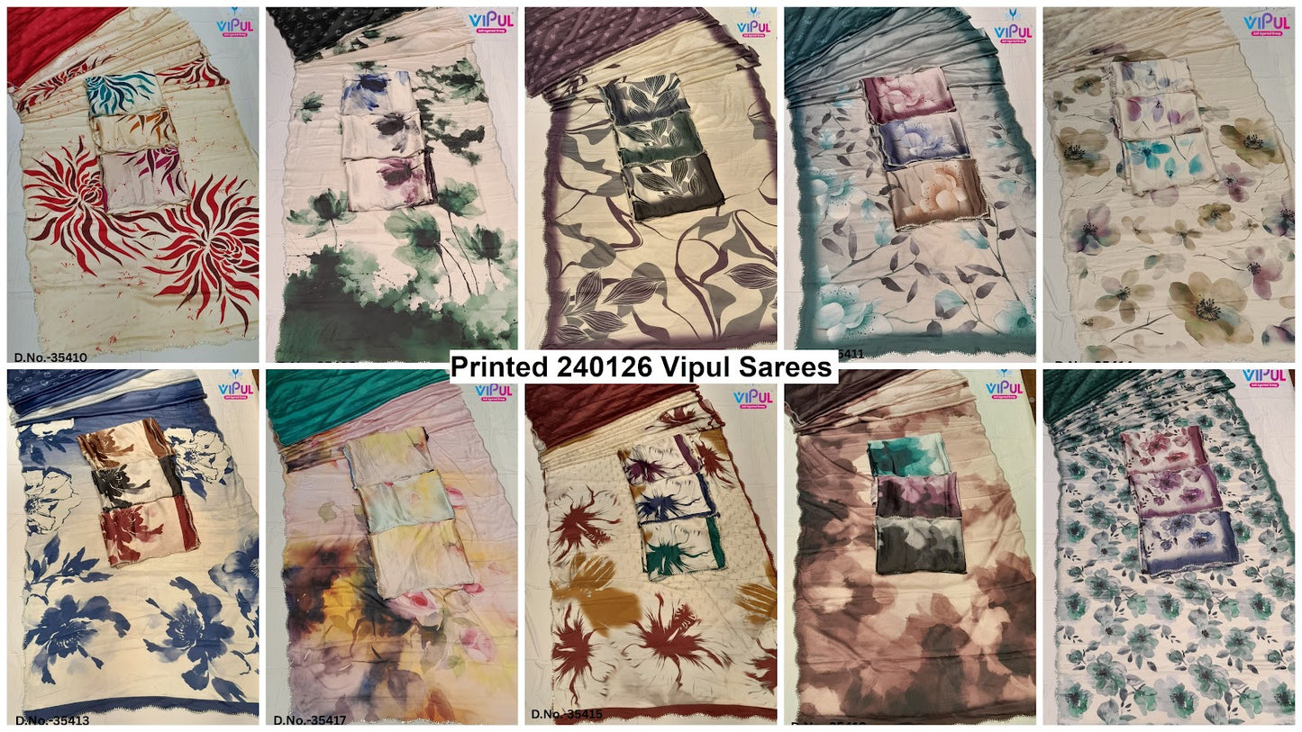 Printed 240126 Vipul Satin Silk Sarees Supplier Ahmedabad