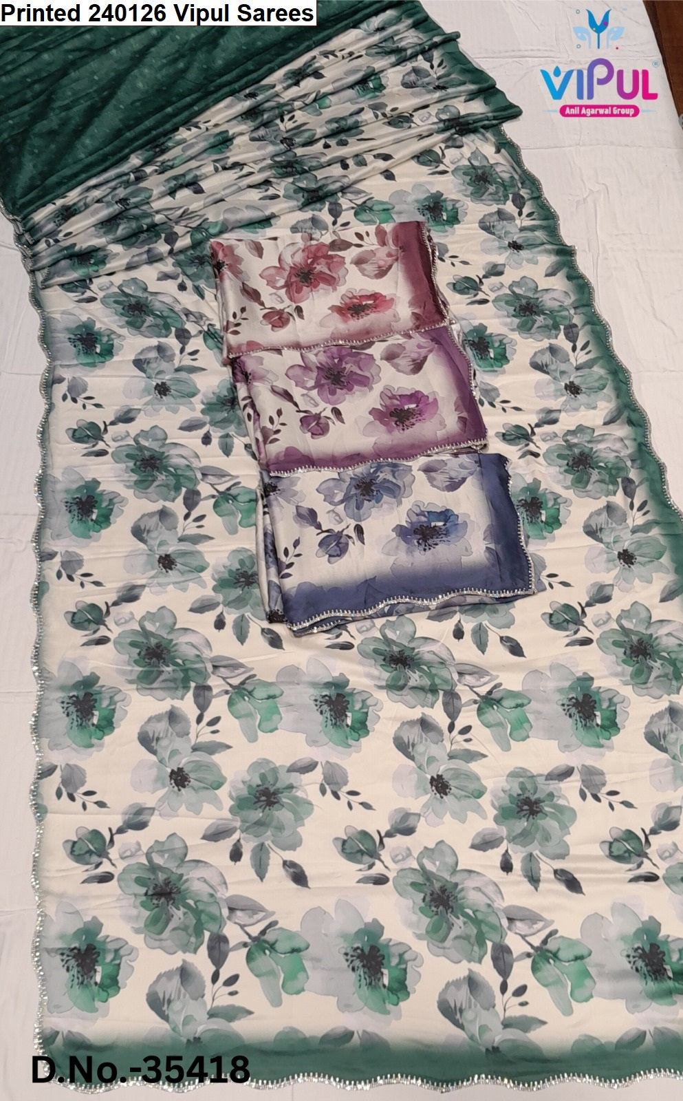 Printed 240126 Vipul Satin Silk Sarees Supplier Ahmedabad