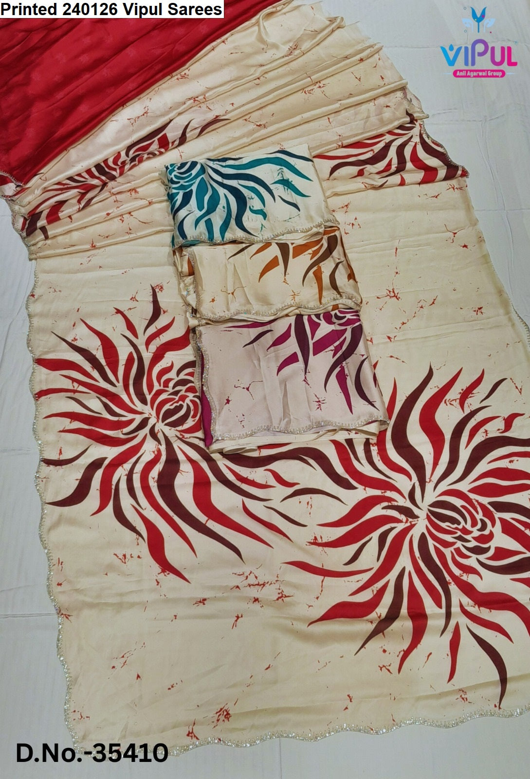 Printed 240126 Vipul Satin Silk Sarees Supplier Ahmedabad