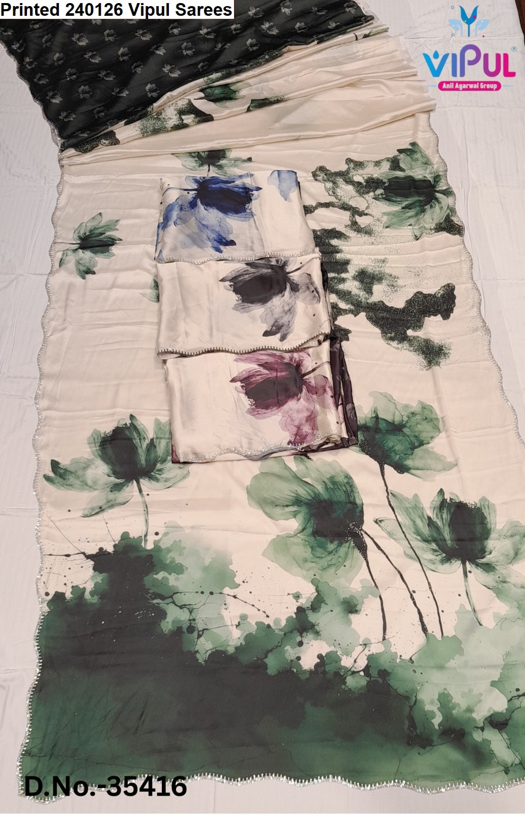 Printed 240126 Vipul Satin Silk Sarees Supplier Ahmedabad