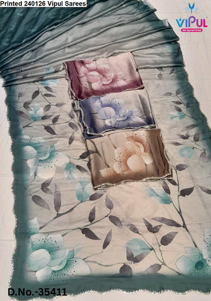 Printed 240126 Vipul Satin Silk Sarees Supplier Ahmedabad