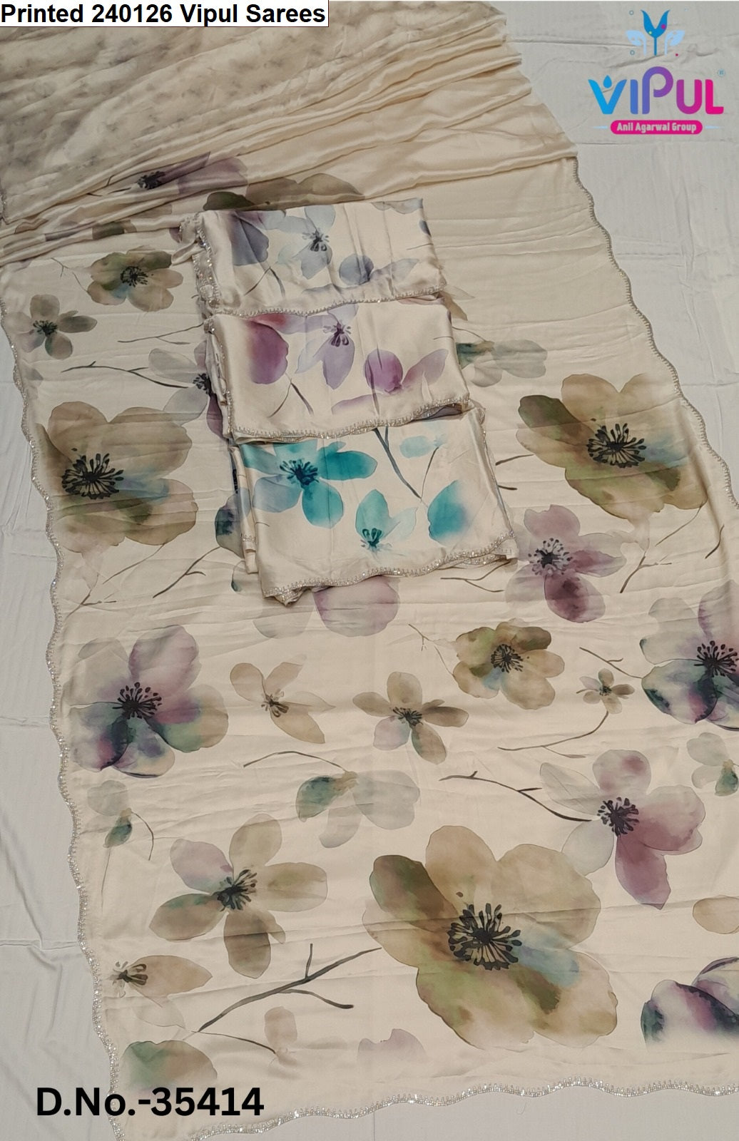 Printed 240126 Vipul Satin Silk Sarees Supplier Ahmedabad