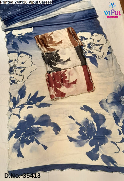 Printed 240126 Vipul Satin Silk Sarees Supplier Ahmedabad