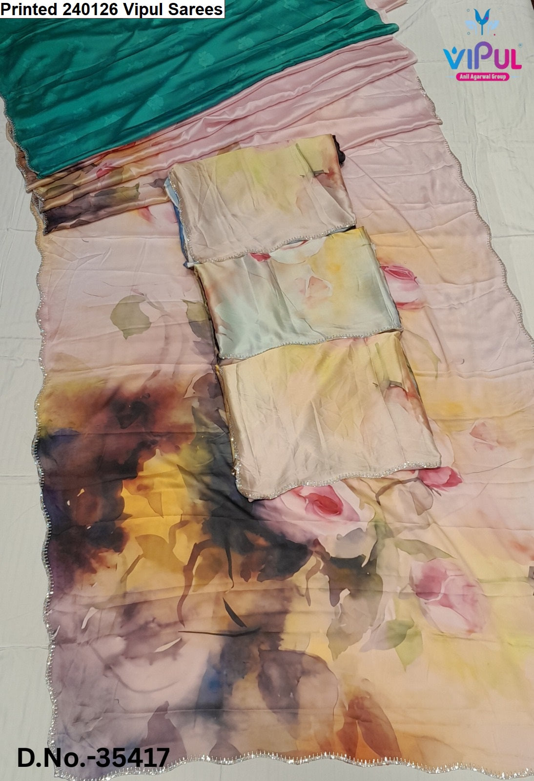 Printed 240126 Vipul Satin Silk Sarees Supplier Ahmedabad