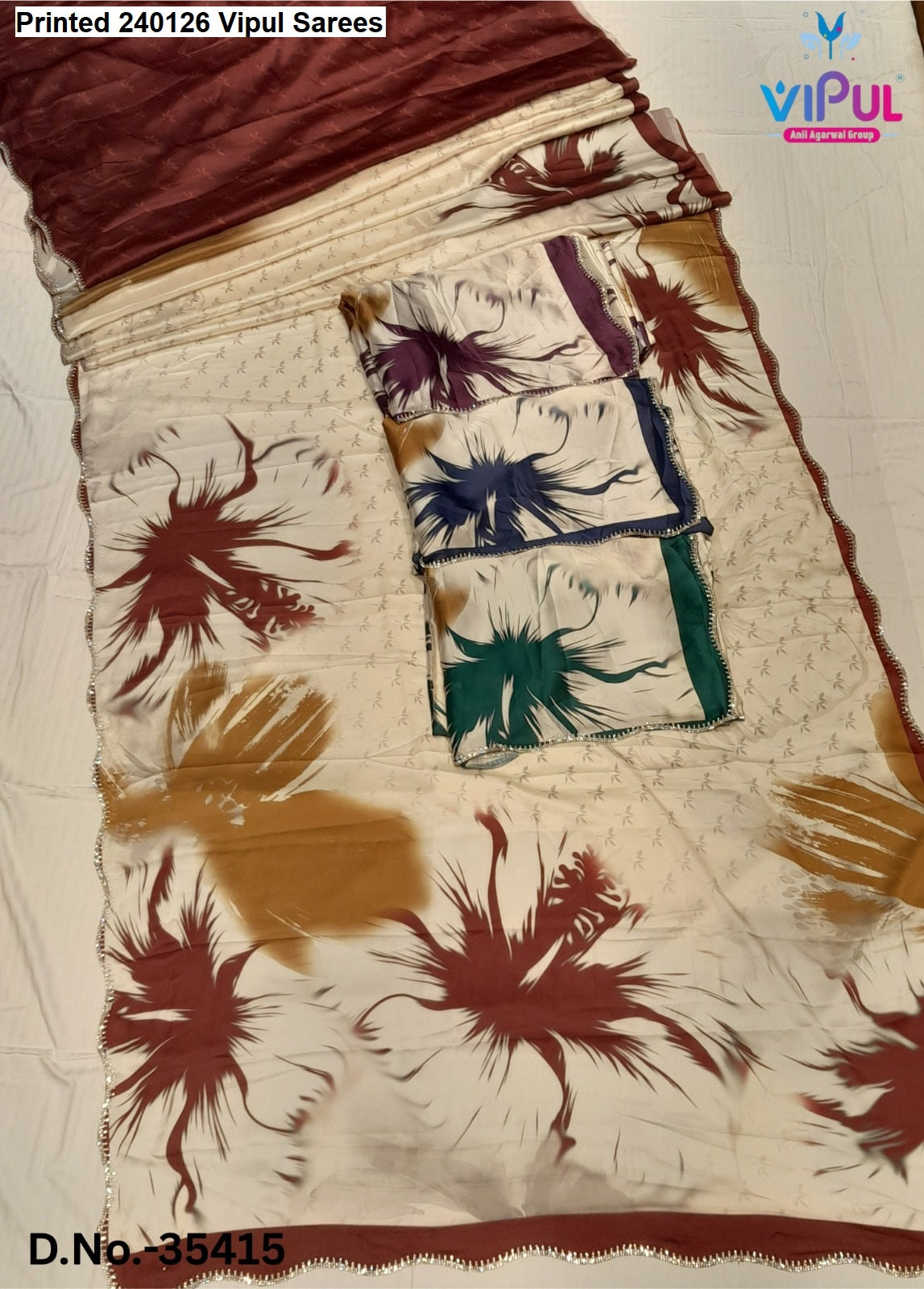 Printed 240126 Vipul Satin Silk Sarees Supplier Ahmedabad