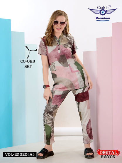 Printed 25020 A Grab It Rayon Co Ord Set Supplier Ahmedabad