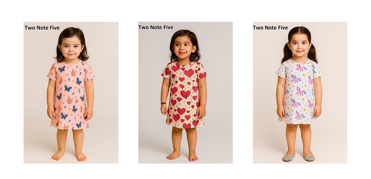 Printed 2608 Two Note Five Cotton Blend Girls Frock Manufacturer India
