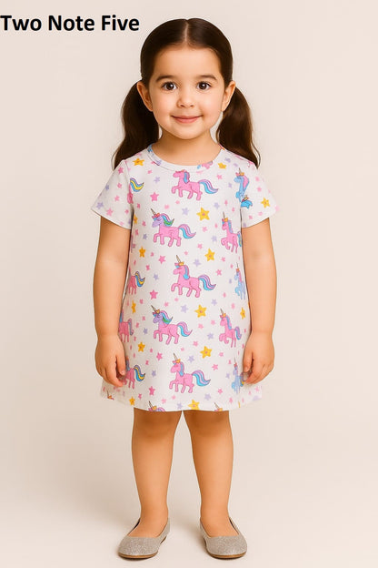 Printed 2608 Two Note Five Cotton Blend Girls Frock Manufacturer India