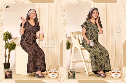 Printed Design 3307 Wld Cotton Night Gowns Exporter Gujarat