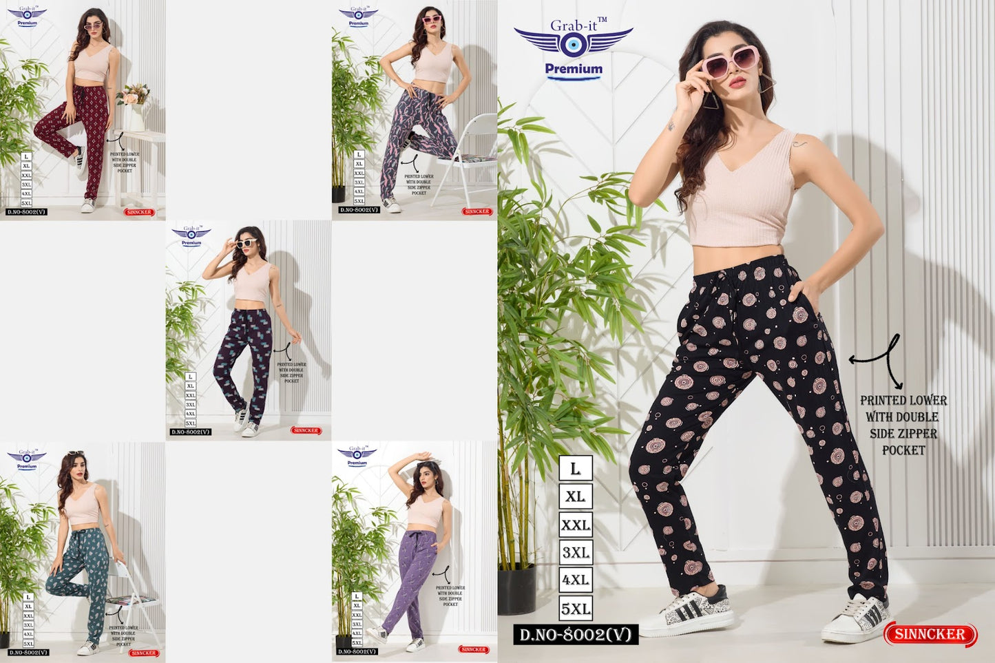 Printed Design 8002 V Grab It Sinker Women Night Lower Wholesaler India