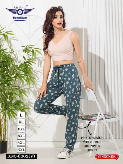Printed Design 8002 V Grab It Sinker Women Night Lower Wholesaler India