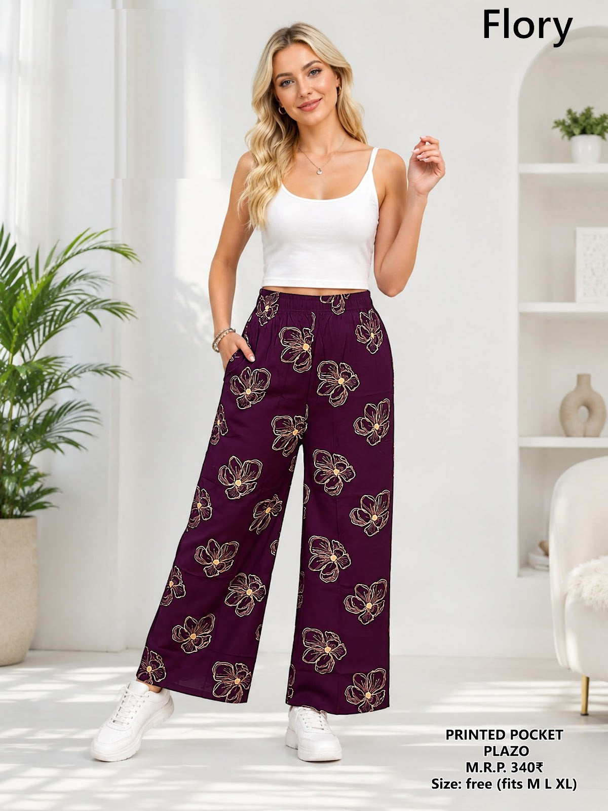 Printed Pocket 060826 Flory Fancy Branded Palazzo Exporter Gujarat