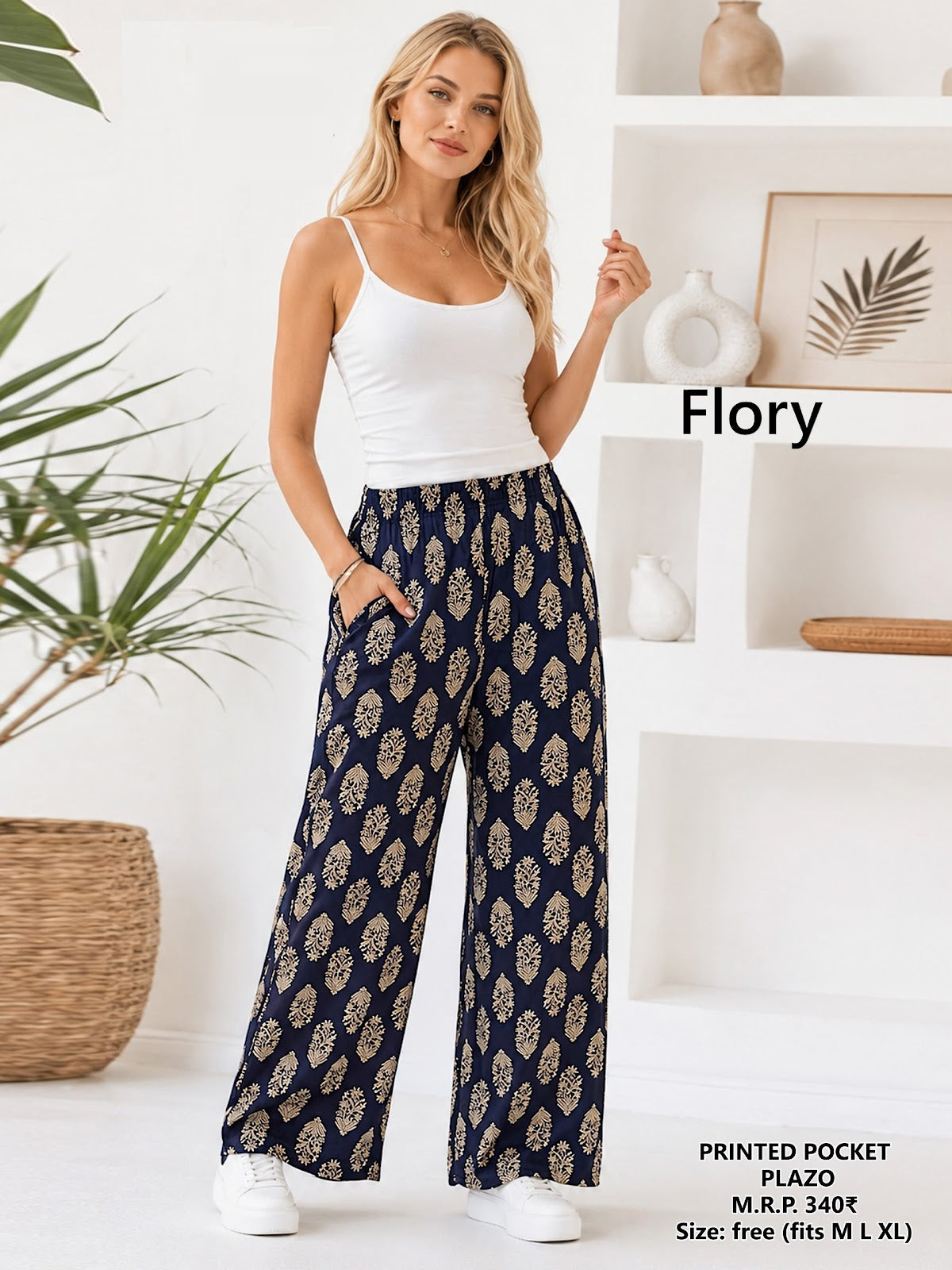 Printed Pocket 060826 Flory Fancy Branded Palazzo Exporter Gujarat