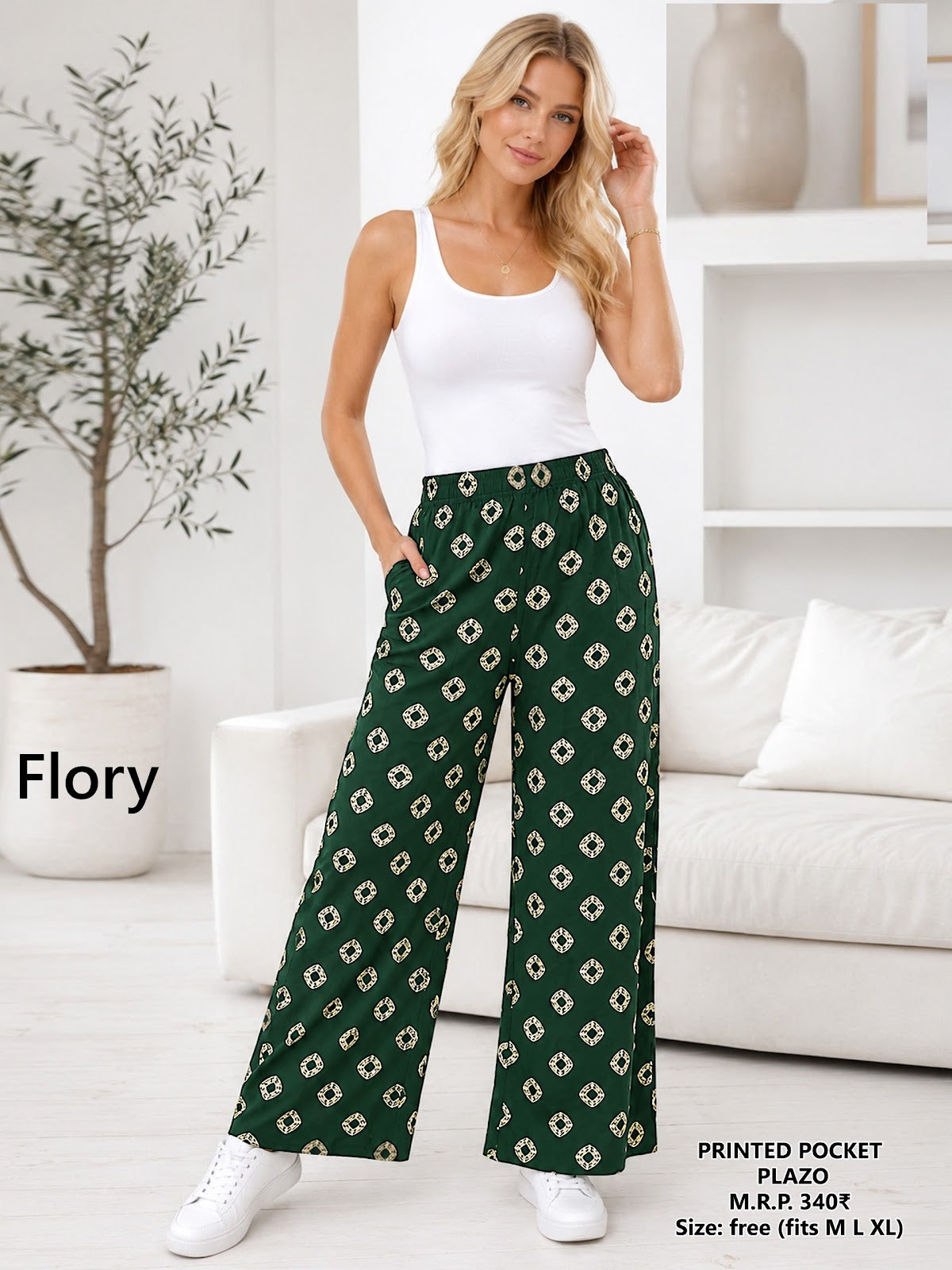 Printed Pocket 060826 Flory Fancy Branded Palazzo Exporter Gujarat