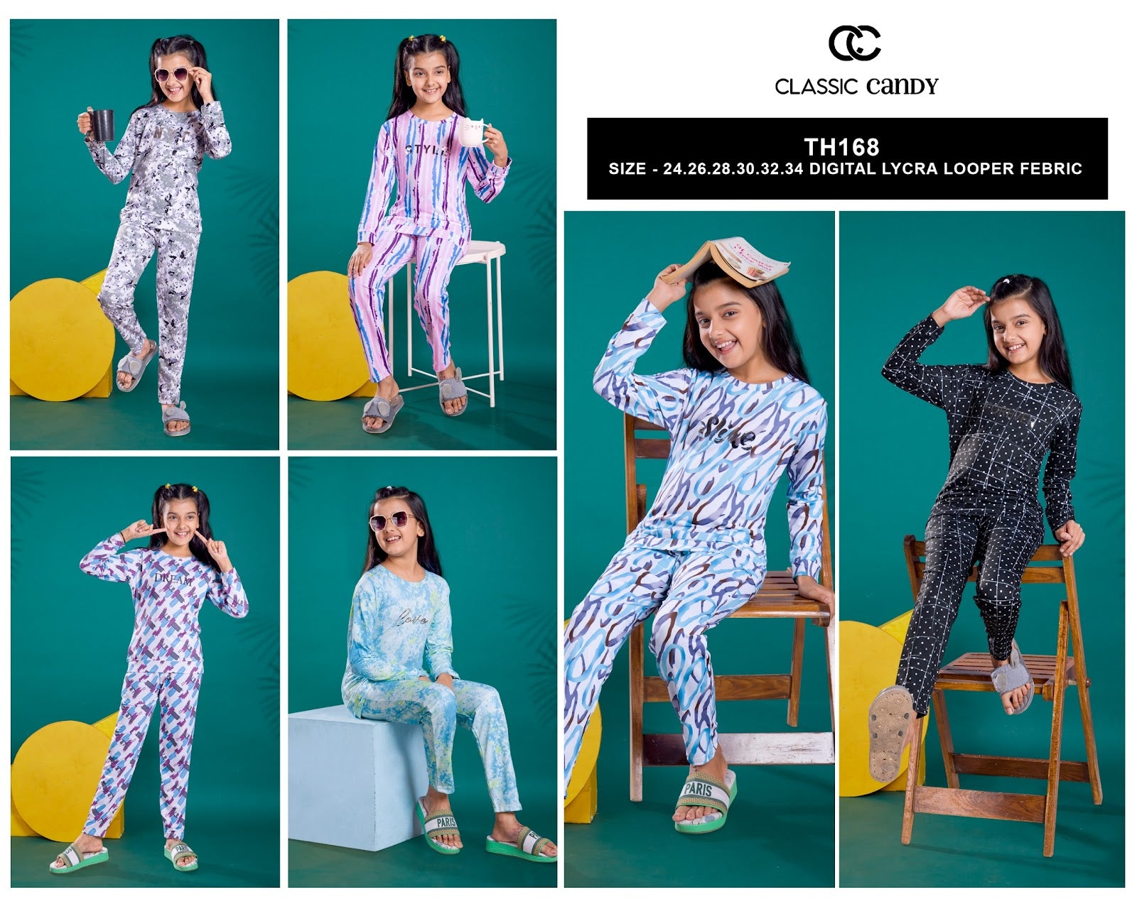Printed Th 168 Classic Candy Lycra Looper Girls Co Ord Set Wholesaler India
